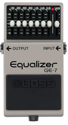 BOSS GE-7 Equalizer | Compact Graphic Equalizer Pedal | Tailored for Guitarists | 7 Bands of EQ Sliders | Guitar-Optimized Frequencies | ±15dB Boost/Cut Per Band | Level Slider for Volume Adjustments