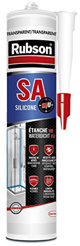 RUBSON SA 1 heure , Mastic Sanitaire à Séchage Rapide, Joint Silicone tous Matériaux, Transparent , Cartouche de 280 ml