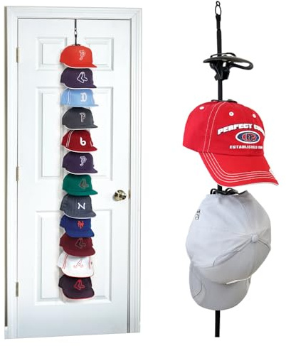 Over-The-Door Hat Organizer for Baseball Caps, 1 Strap. Holds up to 36 Caps