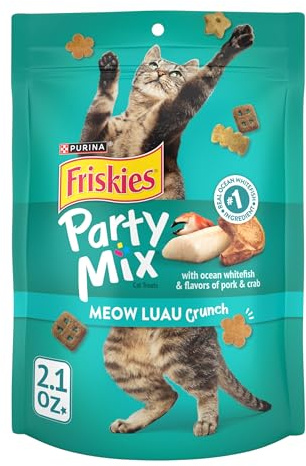 Purina Friskies Cat Treats, Party Mix Meow Luau Crunch - (Pack of 10) 2.1 oz. Pouches
