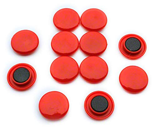 Medium Red Planning Office Magnets for Fridge, Whiteboard, Noticeboard, Filing Cabinet - Pack of 12