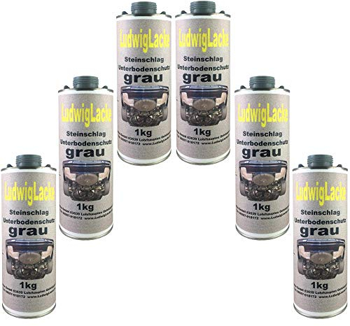 LudwigLacke 6 x 1 Liter Unterbodenschutz grau Steinschlagschutz überlackierbar mit Autolack