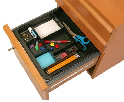 Officemate OIC Recycled Expandable Drawer Tray, Pen Holder Desk Storage, 10 38'' W - 16'' W, Black (26372)