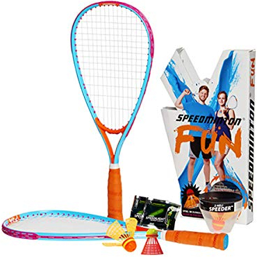 Speedminton SM01-FUN-10 Fun Set - Alternative to Beach Ball, Spike Ball, Badminton, incl. 1 Heli and one Fun Speeder, Perfect for The Beach, Park or Backyard