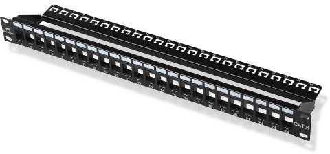 Cable Matters Panel de conexión Keystone 1U de 24 puertos y 19 pulgadas para montaje en bastidor o pared con gestión de cables y barra de soporte (panel Keystone)