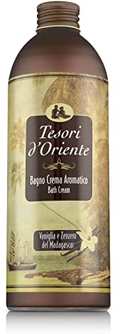 Tesori d'Oriente - Bagno Crema Vaniglia e Zenzero del Madagascar, Bagnoschiuma che Dona alla Pelle una Sensazione di Benessere Prolungato, 500ml