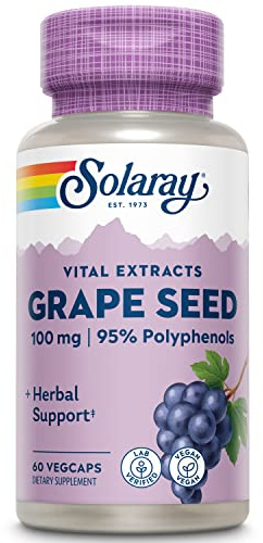 SOLARAY Grape Seed Extract 100 mg Plus Bioflavonoid Complex | Healthy Cardiovascular & Blood Vessel Support | 60 VegCaps