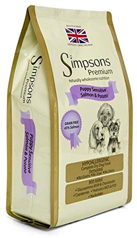 Simpsons Premium - Alimento per cuccioli di cane “Puppy Sensitive salmone e patate”.