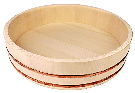 Reishunger Hangiri Holzschüssel für Profis (Durchmesser 48 cm) - Zur Veredlung von Sushi Reis - erhältlich in 30 cm bis 60 cm