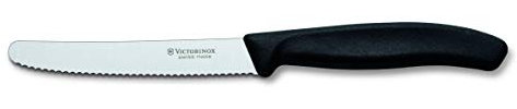 Victorinox 6.7333 Tafelmesser SwissClassic, rund, Wellenschliff, schwarz