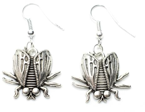 Miniblings flugörhängen fluga smickrande fluga insekt halloween silver – handgjorda modesmycken I örhängen silverpläterade örhängen, 26mm, Plast