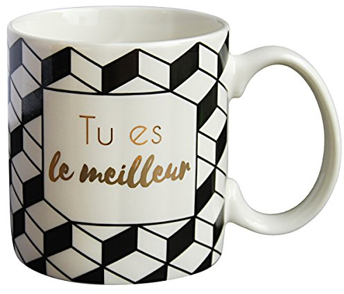 DRAEGER PARIS | Mug Black & Gold porcelaine fine Tu es le meilleur |Tasse à café pour son ami, collègue, partenaire, copain, amoureux |Mug original avec coffret Cadeau
