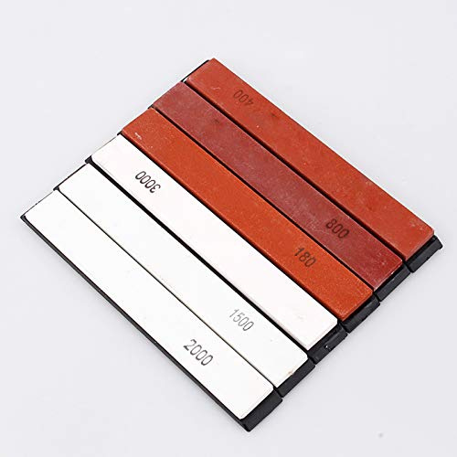 6 x Schleifstein, Abziehstein, Set, Körnung 180 / 400 / 800 / 1500 / 2000 / 3000, für Küchenmesser-, Klingenschärfsystem