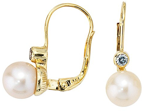 Jobo Damen-Ohrhänger aus 8 Karat 333 Gold mit Perlen und Zirkonia