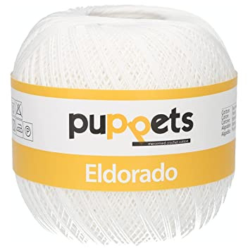 Puppets Eldorado Stärke 10 4576010-07001 weiß Häkelgarn, 100% Baumwolle