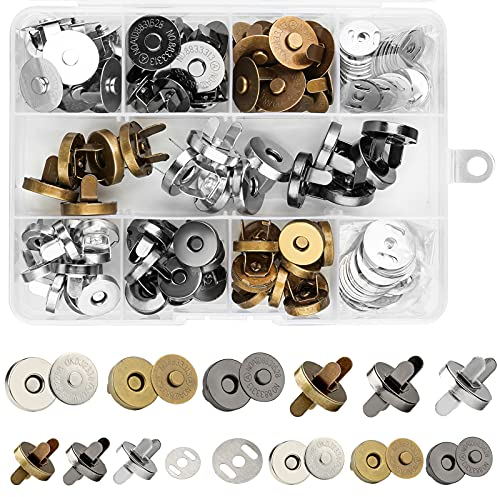 Zhenle 45 Stücke Magnetknöpfe 14mm und 18mm Magnetische Knöpfe 3 Farben Magnetische Knopf Druckknöpfe für Handtaschen Mäntel Jacken Windbreaker Geldtasche Rucksack