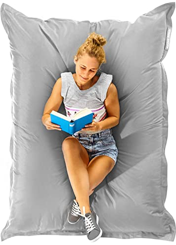 Green Bean© Outdoor Sitzsack XXL 140x180cm 380 Liter Kinder & Erwachsene Bean Bag EPS Perlen Füllung Riesensitzsack Groß Liegekissen Waschbar Wetterfest Lounge Chair Sitzkissen Bodenkissen Steingrau