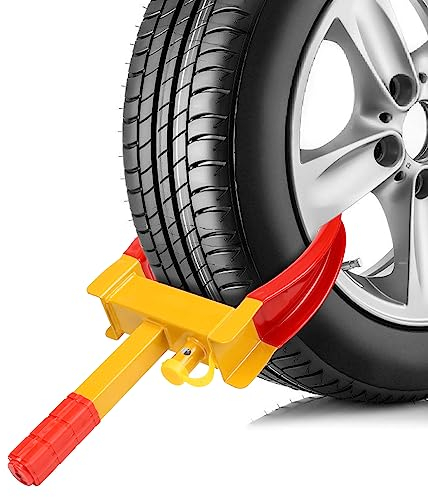 Ansobea 1 Stück Radkralle Reifenkralle mit 3 Schlüsseln, Wegfahrsperre Parkkralle Diebstahlsicherung PVC-Schutz, Schließzylinder aus Messing Radkralle für Anhänger für Autos, Wohnwagen, Anhänger