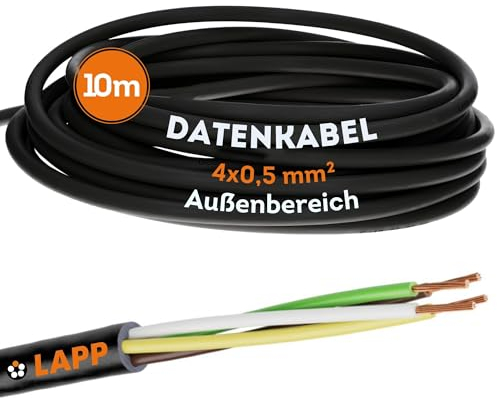 10 Meter Lapp 1030257 LiYY PVC- Steuerleitung 4x0,5 mm² schwarz I LED Kabel 4 adrig I Datenleitung I Signalleitung I lötbares Kabel