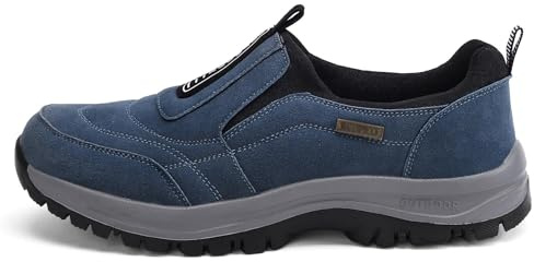 2023 Walking Shoes For Men Outdoor Hiking Orthopedic Shoes With Arch Support Slip On Waterproof Anti-Slip Lightweight Loafers Fashion Low-top Safety Sneakers (Color : Blue, Size : 10 UK)