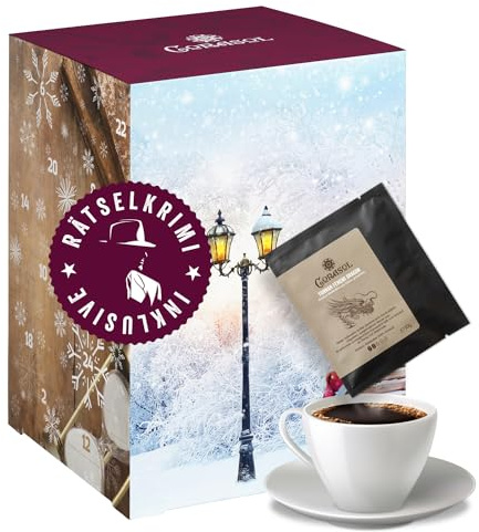 Corasol Premium Krimi & Kaffee Adventskalender 2025 mit Rätsel-Krimi: Entführung im Hyde Park & 24 besonderen Kaffees in komfortablen Coffeebags (240 g)