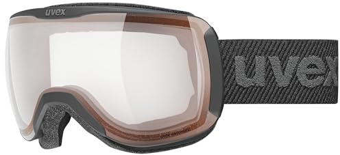 uvex downhill 2100 V - stylische, selbsttönende Skibrille mit Anti-Fog-Beschichtung für Damen und Herren - black matt/red-clear - one size