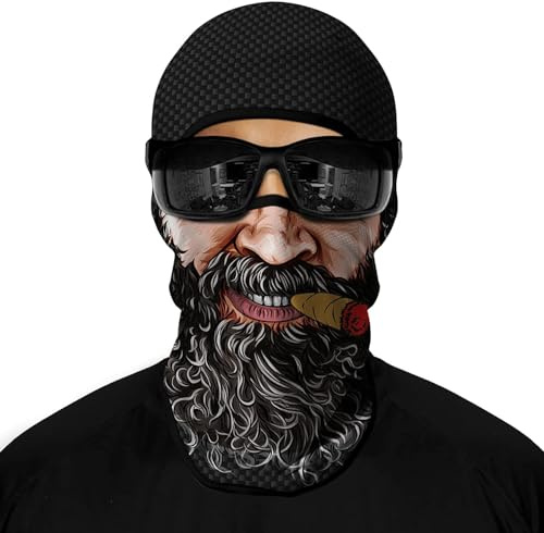wiut 3D Full Face Balaclava Mask, Breathable Motorcycle Helmet Liner, Go Karting & Motorbike Face Mask, Skull Print UV Protection Windproof Neck Warmer for Men Women (UK, Alpha, One Size, A)