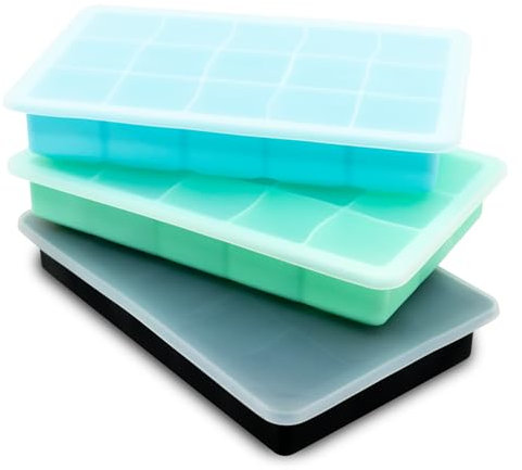 Ghiaccio Stampo, 45 Cubetti Ghiaccio, Set 3 Pezzi Stampi per Ghiaccio, Stampo Ghiaccio Silicone senza PBA, Ice Maker Riutilizzabili con Coperchio