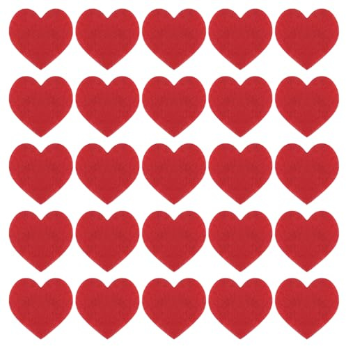 QUARKZMAN Cuore in Feltro Pom Pom Cuori per Decorazioni Creazione San Valentino 4cm x 4cm per Decorazioni Domestiche Feste Artigianato Arte, Rosso, Confezione da 100