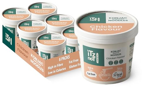 iTz Not JUST Konjac Shirataki Noodles (Chicken, Pack of 6 x 150g), Vegan, Instant Noodles, High Fibre, Gluten Free, Low Carb, Low Calorie, Sugar Free, Ready to Eat, Healthy Keto Diet Food
