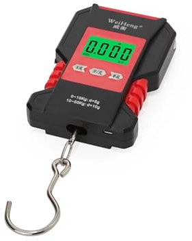 Báscula colgante impermeable de 50 kg, báscula electrónica portátil for equipaje con gancho for peces, báscula digital LCD con regla de cinta de 1,5 m Claro y fácil de usar