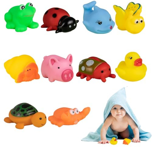 JYNVO Lot de 10 jouets de bain pour bébé, animaux marins flottants, jouets de bain pour bébé, jouets de douche et de natation pour enfants et tout-petits