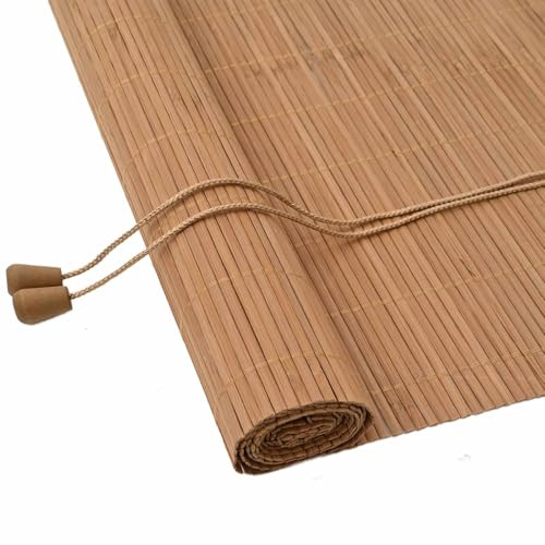 vidaXL Estor Enrollable con Cortinas Manual Marrón 80 x 220 cm Bambú, Persiana Enrollable, Sombra Ajustable para Oficina, ecológica, Control de luz Elegante, Cubierta Beige para Ventana