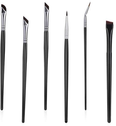 6 Stück Eyeliner Pinsel Set,Abgewinkelter Eyeliner-Pinsel,Fein Lidschatten Pinsel,Makeup Augenbrauen Pinsels Set,Ultradünner Gebogener Augenpinsel