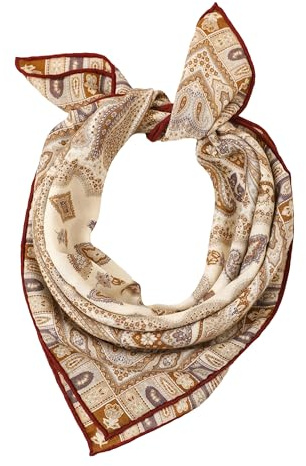 Prettystern foulard in lana-seta doubleface 65 cm – sciarpa di seta stampata, bandana unisex per donna & uomo, primavera & autunno, paisley SW08