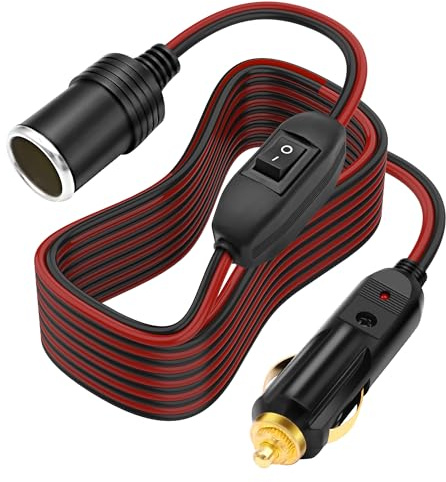 XMSJSIY Cavo di prolunga per accendisigari 14AWG 12V-24V Auto spina accendisigari a presa con interruttore ON/OFF cavo di prolunga per servizio pesante - 3M / 9,84 ft