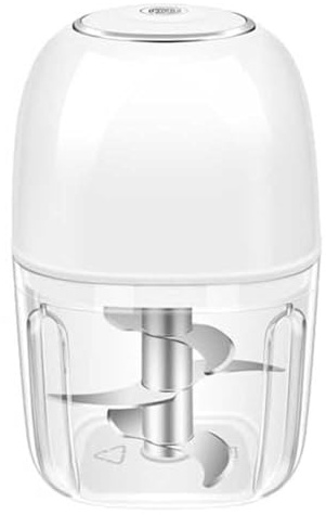 QOXEZY Hachoir à ail électrique 350 ml avec 6 lames en acier inoxydable, 45 W rechargeable par USB, mini robot de cuisine pour hacher rapidement, design anti-éclaboussures, portable pour le camping et