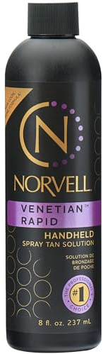 Norvell Premium Rapid Spray Tan Solution Venetian One 8 fl oz – Professional Sunless Tanning Formula for Ultra Fast Natural Bronze Glow, Streak Free, Fast Drying, Long Lasting Color