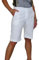 icecoolfashion Womens Stretch Shorts with Pockets Above Knee Length Straight Leg Bermudas with Turn Up Cuffs White 8-22 (14)