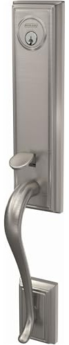 Schlage FCT58-ADD Custom Addison Keyed Entry Single Cylinder Half Plate Handlese, Satin Nickel