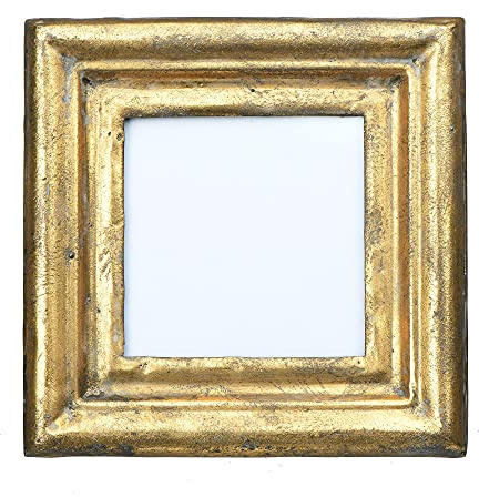 Creative Co-Op Antiqued Gold Square Picture Frame (Holds 3.5 x 3.5 Photo)