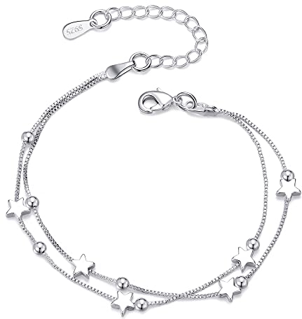 GUROTD Silber Armband für Frauen - 925 Sterling Silber Stern mit Cubic Zirkonia - Verstellbares Damen Armband für Teenager & Mädchen - Geschenk für Sie