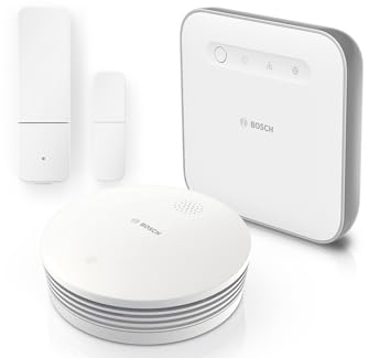 Bosch Smart Home Starter Set Einbruchschutz mit Rauchmelder II und Tür-/Fensterkontakt II, mit App Steuerung, kompatibel mit Apple Homekit
