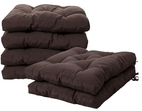 Viste tu hogar Pack 6 Cojines para Silla, 40x40x5 CM, Efecto Tridimensional, Relleno de 100% Poliéster, Ideal para Comedor, Terraza, Salón y Restaurante, Color Marrón Café, Fabricado en España