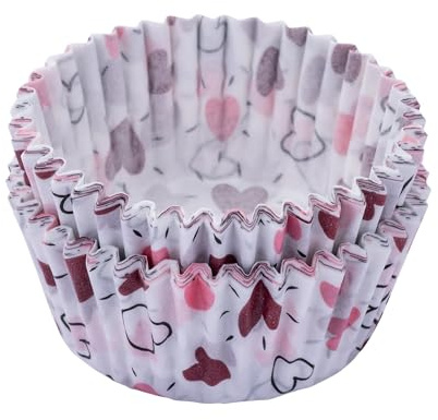 Zenker Herz Papier-Muffinförmchen – 40-teiliges Set, Ø5 cm, FSC-zertifiziert, Hitzebeständig bis 220°C, Made in Germany