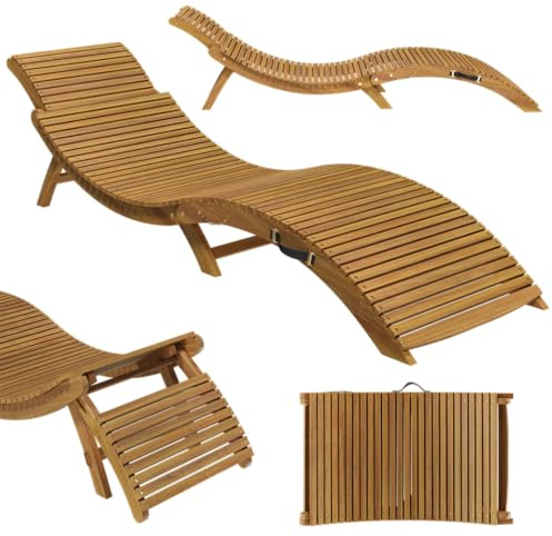 STEELSØN Gartenliege Ophira aus Holz, klappbare Sonnenliege, Holzliege wasserfest, Saunaliege mit Verstellbarer Kopfstütze, Akazienholz geölt, bis 200 kg belastbar