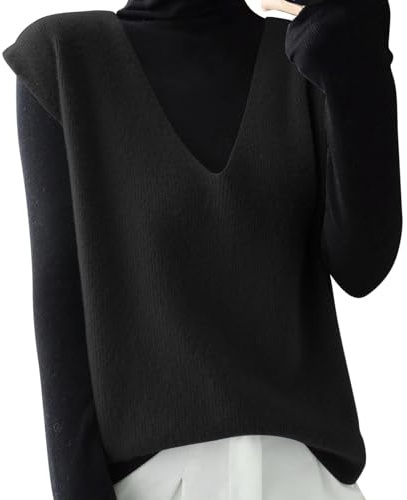 Generisch Chaleco de punto para mujer con cuello en V profundo, holgado, sin mangas, cárdigan de punto para el tiempo libre