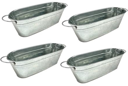 kowaku 4X verzinkte Pflanzkübel aus Metall, Blumentöpfe, Pflanzgefäße, Tischtöpfe