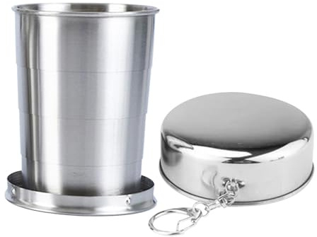 Lätt i rostfritt stål – 250 ml bärbar campingmugg, vikbar resekopp för