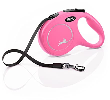 Flexi, Leash New Classic Model, Strap Version, Modern och ergonomisk form, Avancerat styrsystem, Infällbart koppel, Made in Germany, Rosa, M - 5m